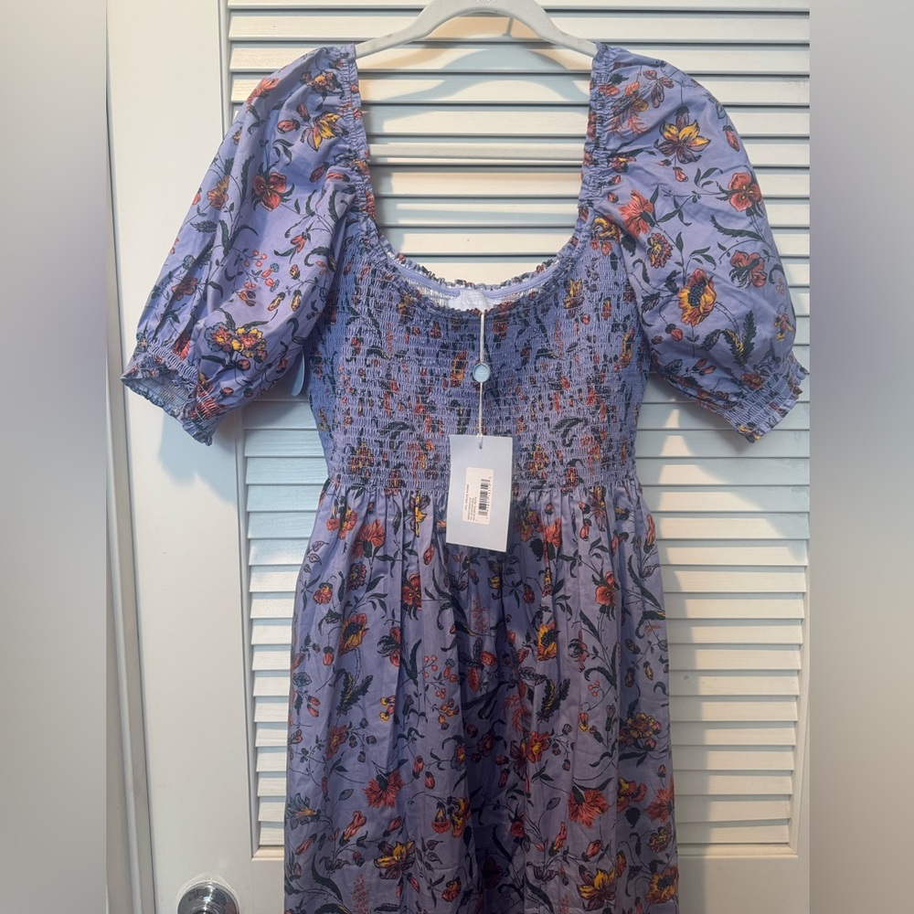 Hill House Blue and Orange Floral Midi Dress - Picture 7 of 9